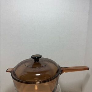 Vision corning ware, France 2.5 L amber glass pot sauce pan W/V – 2.5 C lid